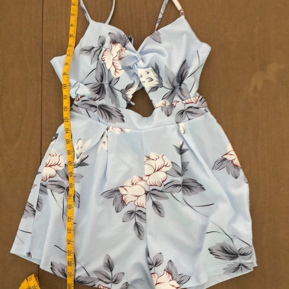 Light blue floral print romper